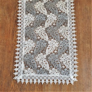 Gipiurowy bieżnik 40x90 w kremowo-szare liście